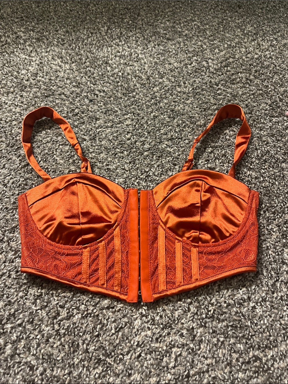 Forever 21 Satin Lace Longline Bralette in Burnt Orange
